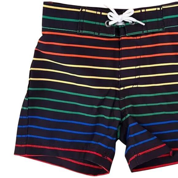 NWT J. Crew Boys' Navy W/Rainbow Stripe Board Swim Trunks/Shorts - SIZE 2 - Picture 2 of 7